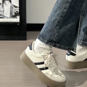 Women's Retro Hong Kong Style Board Shoes - Soft Sole, Breathable Design for Spring Summer, Trendy Niche Training Sneakers