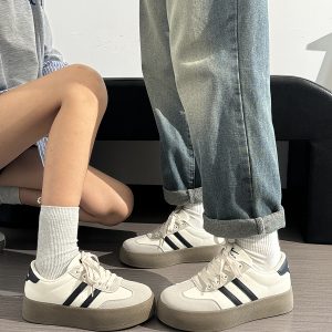 Women's Retro Hong Kong Style Board Shoes - Soft Sole, Breathable Design for Spring Summer, Trendy Niche Training Sneakers