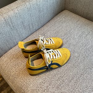 Women's Retro Lace-Up Sneakers in Cloud Yellow - 2025 Casual Sports Shoes for Versatile Style, Y2K Inspired Fashion