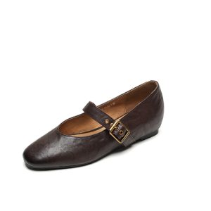 Women's Retro Round Toe Mary Jane Shoes - Sheepskin Flat Platform, Summer Style, Large Size 41-43, Vintage Inspired