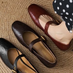 Women's Retro Round Toe Mary Jane Shoes - Sheepskin Flat Platform, Summer Style, Large Size 41-43, Vintage Inspired