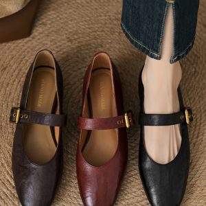 Women's Retro Round Toe Mary Jane Shoes - Sheepskin Flat Platform, Summer Style, Large Size 41-43, Vintage Inspired