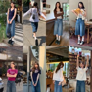 Women's Retro Wash Denim Shorts - Summer 2025 Petite Loose Straight Wide-Leg Style