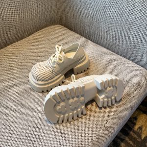 Women's Retro Woven Hollow Loafers - 2025 Summer Slip-On Thick-Soled Leather Shoes, Breathable Comfort, Stylish Casual Footwear