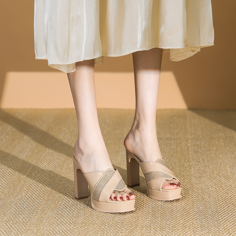 Women's Rhinestone Chunky Heels Summer Sandals, Waterproof Platform High Heels, Versatile Design for 2025 Fashion Women's Rhinestone Chunky Heels Summer Sandals, Waterproof Platform High Heels, Versatile Design for 2025 Fashion