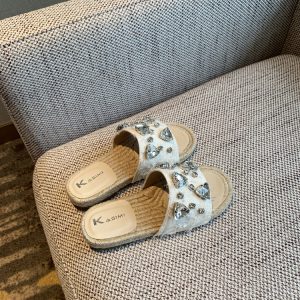 Women's Rhinestone Fisherman Sandals - Flat Woven One-Strap Slippers for Summer 2025 Outdoor Trend, Stylish and Comfortable