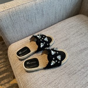 Women's Rhinestone Fisherman Sandals - Flat Woven One-Strap Slippers for Summer 2025 Outdoor Trend, Stylish and Comfortable