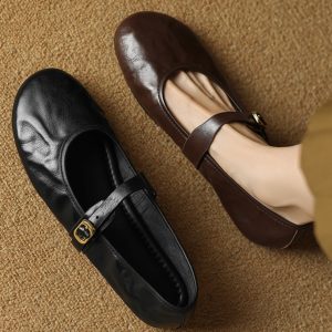 Women's Round-Toe Flat Mary Jane Shoes - Soft Sole Summer 2025 Egg Roll Style