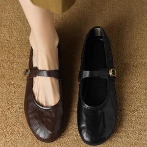 Women's Round-Toe Flat Mary Jane Shoes - Soft Sole Summer 2025 Egg Roll Style