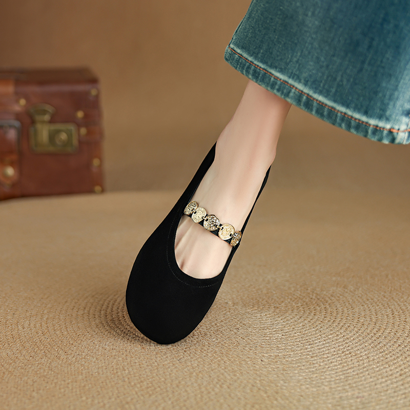 Women's Shallow Round-Toe Mary Jane Shoes - Comfortable Italian Flat Shoes for Everyday Wear