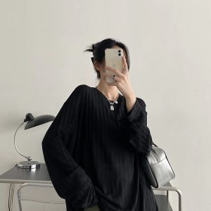 Women's Sheer Long Sleeve Sun Protection T-Shirt - Loose Fit Transparent Cover-Up with Grapefruit Print for Airy Comfort