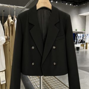 Women's Short Black Suit Jacket, 2025 British Style Blazer, High-End Quality, Fashionable for Spring and Autumn Wear