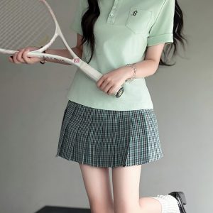 Women's Short Sleeve Embroidered Polo Shirt - Pudding Bear JK Uniform Style for Summer 2025, Cute and Trendy Fashion