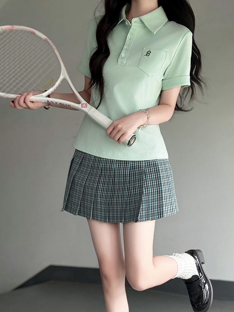 Women's Short Sleeve Embroidered Polo Shirt - Pudding Bear JK Uniform Style for Summer 2025, Cute and Trendy Fashion Women's Short Sleeve Embroidered Polo Shirt - Pudding Bear JK Uniform Style for Summer 2025, Cute and Trendy Fashion