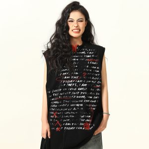 Women's Sleeveless Graffiti Letter Tank Top - American Street Style Summer Loose Vest, Versatile Outerwear