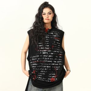 Women's Sleeveless Graffiti Letter Tank Top - American Street Style Summer Loose Vest, Versatile Outerwear