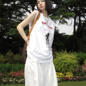 Women's Sleeveless High Street T-Shirt - American Style Cotton Vest for Summer Hip Hop, College Couple Top, Casual Fashion