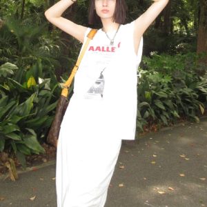 Women's Sleeveless High Street T-Shirt - American Style Cotton Vest for Summer Hip Hop, College Couple Top, Casual Fashion