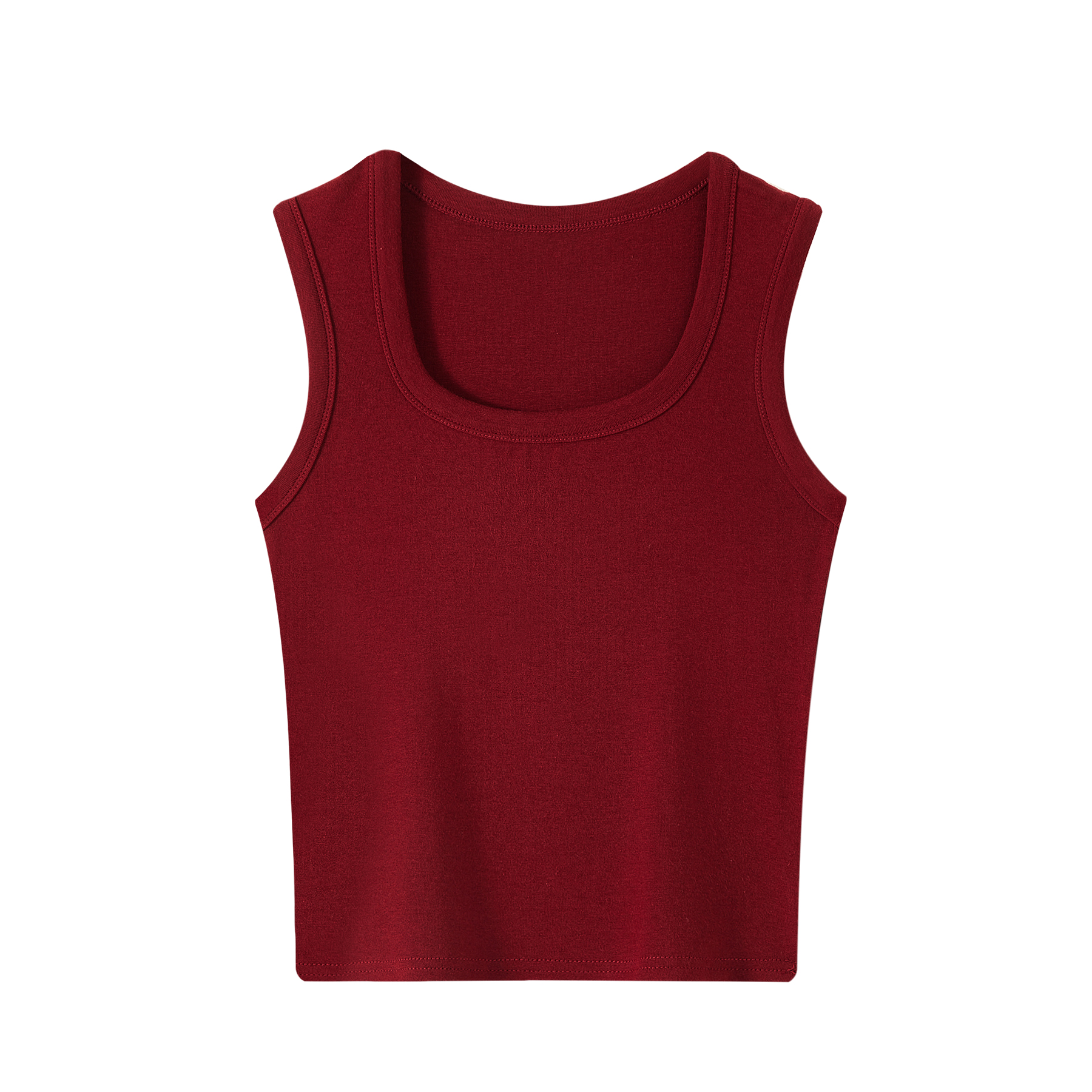 Women's Sleeveless Red Base Blouse - 2025 Summer Top with Short Design, Casual Style, Perfect for Y2K Fashion
