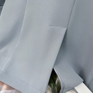 Women’s Slim Fit Blue Blazer Jacket with Seven-Point Sleeves - Trendy Spring/Summer Commuter Style 2025