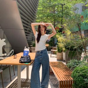 Women’s Slim-Fit Pure Cotton Short Sleeve T-Shirt - Summer 2025 Niche Design, Casual Style Top