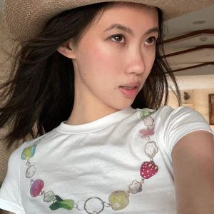 Women’s Slim Fit White Short Sleeve T-Shirt - American Retro Summer Style, Pure Cotton, Niche Design