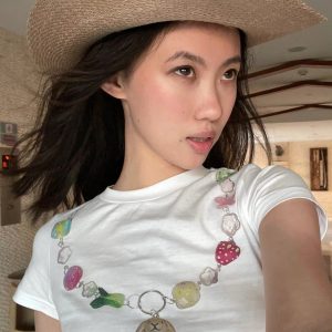 Women’s Slim Fit White Short Sleeve T-Shirt - American Retro Summer Style, Pure Cotton, Niche Design