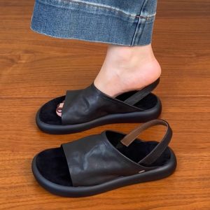 Women's Soft Comfortable Flat Open-Toe Sandals in Top Layer Cowhide - 2025 Summer Casual Footwear