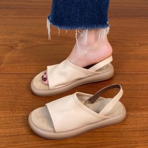 Women's Soft Comfortable Flat Open-Toe Sandals in Top Layer Cowhide - 2025 Summer Casual Footwear