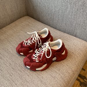 Women's Suede Leather Mesh Dad Shoes, 2025 Thick-Soled Breathable Sports Casual Sneakers, Trendy Y2K Style Footwear