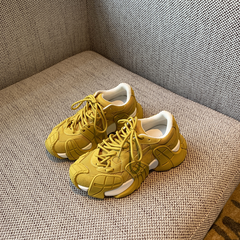 Women's Suede Leather Mesh Dad Shoes, 2025 Thick-Soled Breathable Sports Casual Sneakers, Trendy Y2K Style Footwear