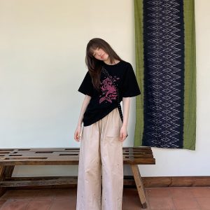 Women's Summer 2025 Loose-Fit Wide-Leg Cargo Pants with Elastic Waist - Casual Straight Long Pants for Petite Sizes