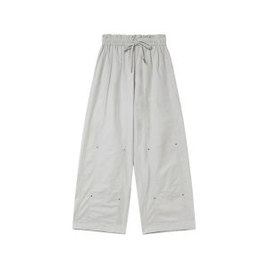 Women's Summer 2025 Loose-Fit Wide-Leg Cargo Pants with Elastic Waist - Casual Straight Long Pants for Petite Sizes