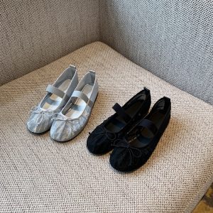 Women's Summer 2025 Mary Jane Shoes - Bowknot, Mesh, Flat, Square Toe, Shallow Mouth, National Style, Trendy Footwear