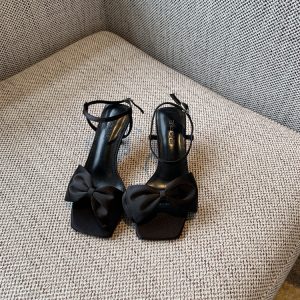 Women's Summer 2025 One-Strap High-Heeled Sandals with Bow - Sweet Outdoor Style for Skirts and Dresses