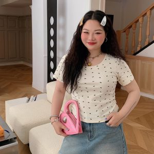 Women's Summer 2025 Short Sleeve Waist-Cinching Slim Fit T-Shirt - Stylish Casual Top for 90s and Y2K Inspired Looks