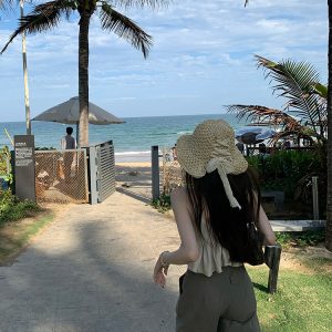 Women's Summer Beach Sunshade Woven Fisherman Hat with Ties - Stylish South France Holiday Accessory