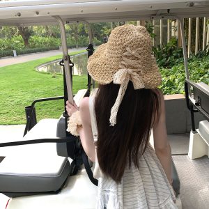 Women's Summer Beach Sunshade Woven Fisherman Hat with Ties - Stylish South France Holiday Accessory