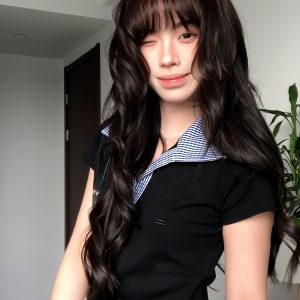 Women's Summer Blue Plaid Splicing Polo T-Shirt - Slim Fit Short Sleeve Two-Piece Outfit - American Style Hot Girl Top