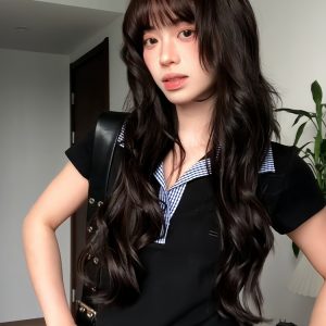 Women's Summer Blue Plaid Splicing Polo T-Shirt - Slim Fit Short Sleeve Two-Piece Outfit - American Style Hot Girl Top