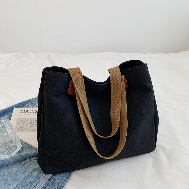 Women's Summer Canvas Tote Bag - Large Capacity Japanese Style Commuter Shoulder Bag in White - Versatile 2025 Fashion