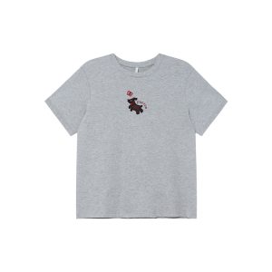 Women's Summer Dog Appliqué Short Sleeve T-shirt - Loose Slim Fit Pure Cotton Top, Casual Y2K Style