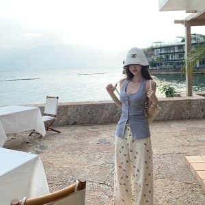 Women's Summer Lazy Bear Print Wide-Leg Jeans - Thin Version, Straight Cut, Y2K Style, Minibear Design