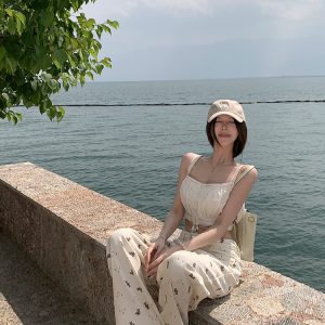 Women's Summer Lazy Bear Print Wide-Leg Jeans - Thin Version, Straight Cut, Y2K Style, Minibear Design