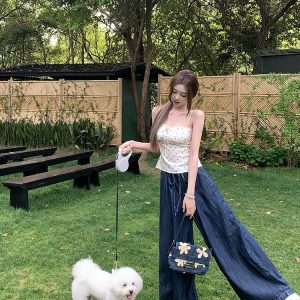 Women's Summer Loose High-Waisted Wide-Leg Jeans - Lightweight Casual Style for Effortless Y2K Fashion