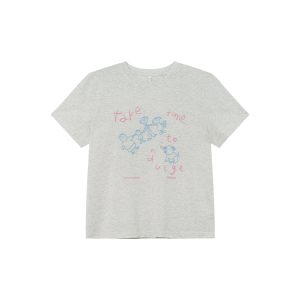 Women's Summer Loose Slim Fit Short Sleeve T-shirt with Original Letter Print and Chain Embroidery - Pure Cotton Casual Top