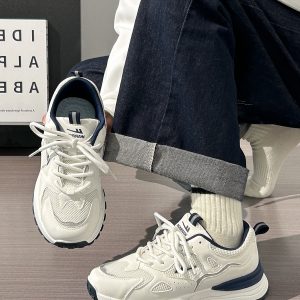 Women's Summer Mesh Breathable Casual Sports Shoes, Versatile Soft-Soled White Dad Sneakers, Korean Style for Students