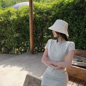 Women's Summer Short Sleeve Sun Protection Top and Bodycon Skirt Two-Piece Set - Stylish Y2K Fashion for Warm Weather