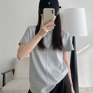 Women's Summer Short Sleeve T-Shirt – Pure Color Sun Grapefruit Design, Stylish White Top for Trendy Casual Looks