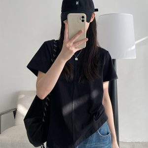 Women's Summer Short Sleeve T-Shirt – Pure Color Sun Grapefruit Design, Stylish White Top for Trendy Casual Looks